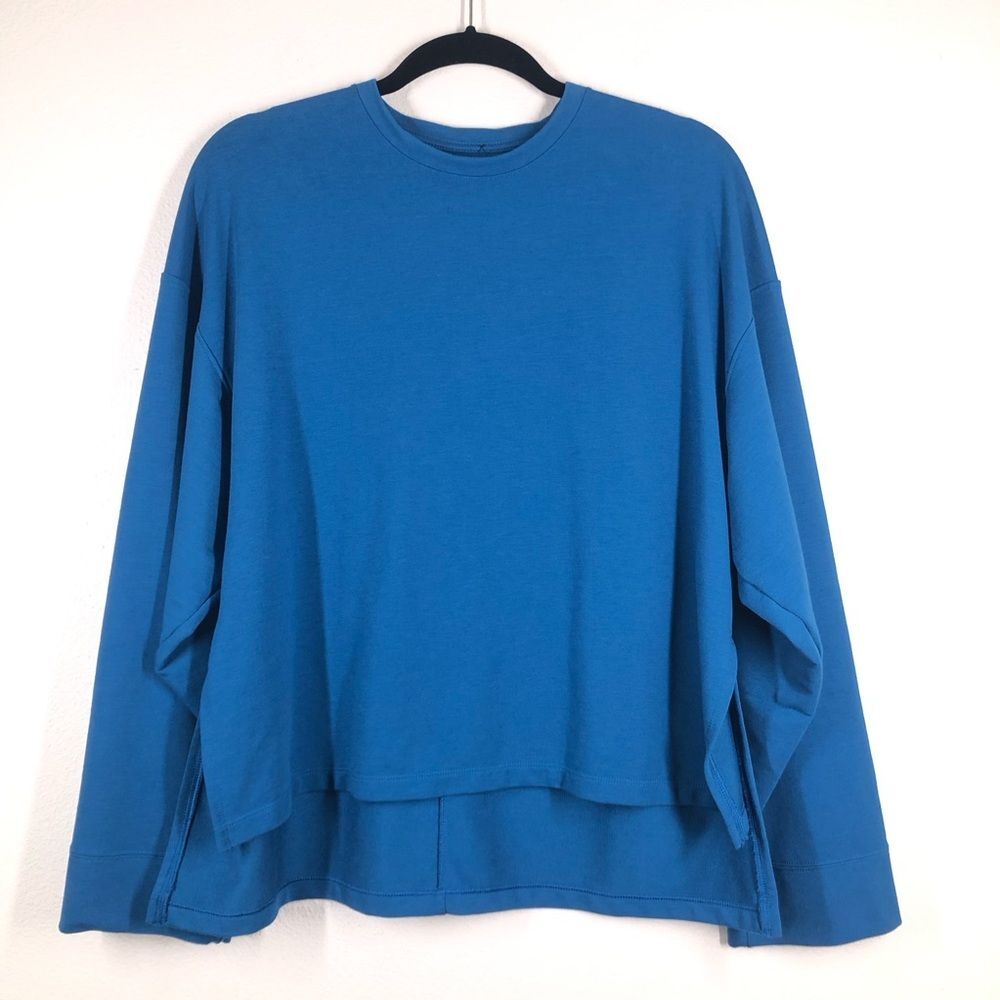 Nike Yoga Women Dry-Fit Fleece Crew Neck Sweatshirt Teal Medium